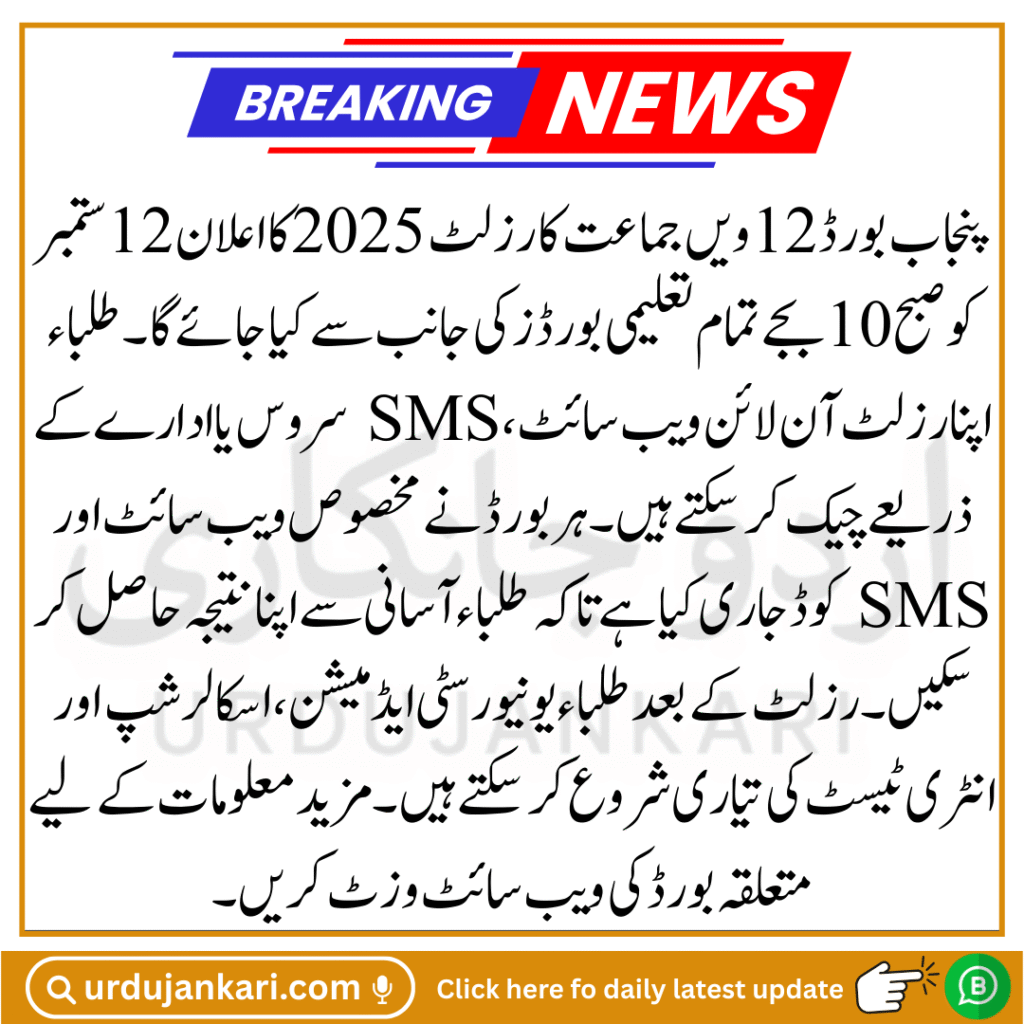 Punjab Board 12th Class Result 2025