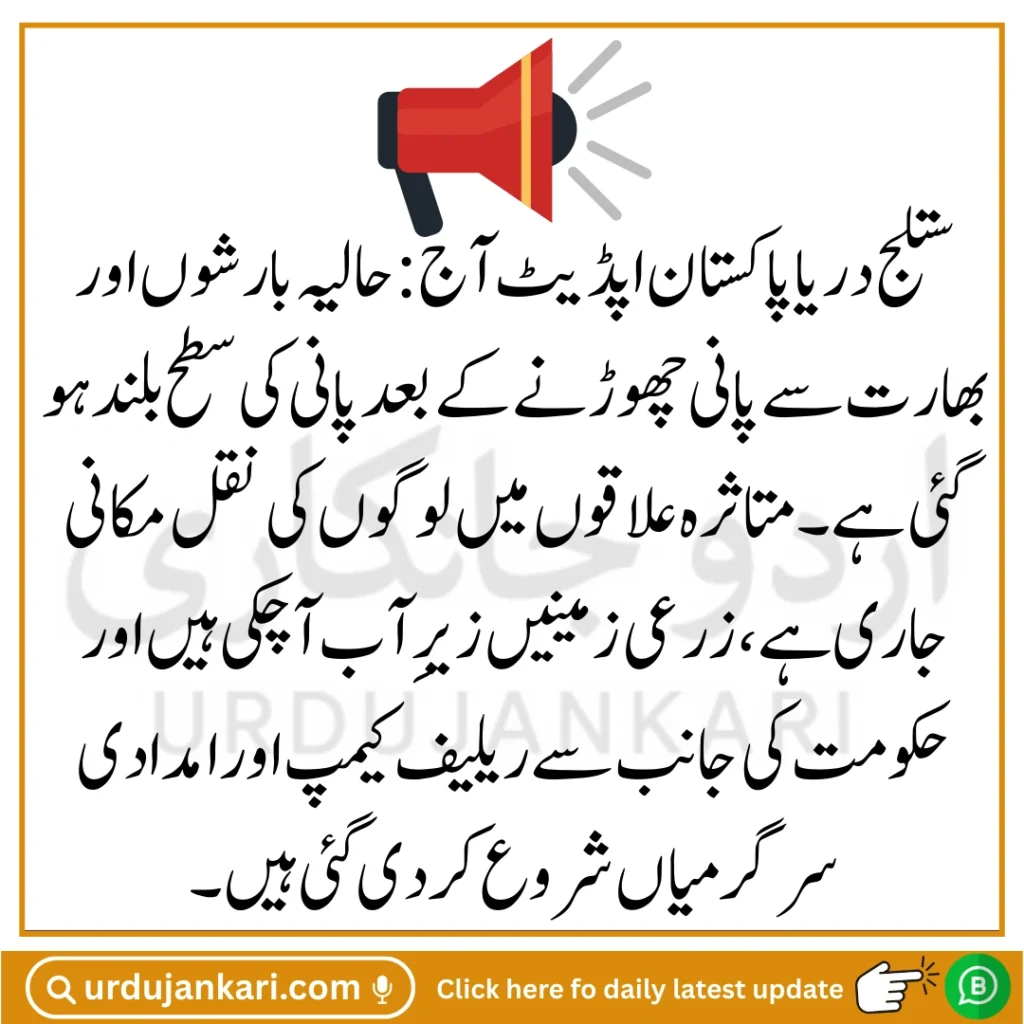 Sutlej River Pakistan Update Today